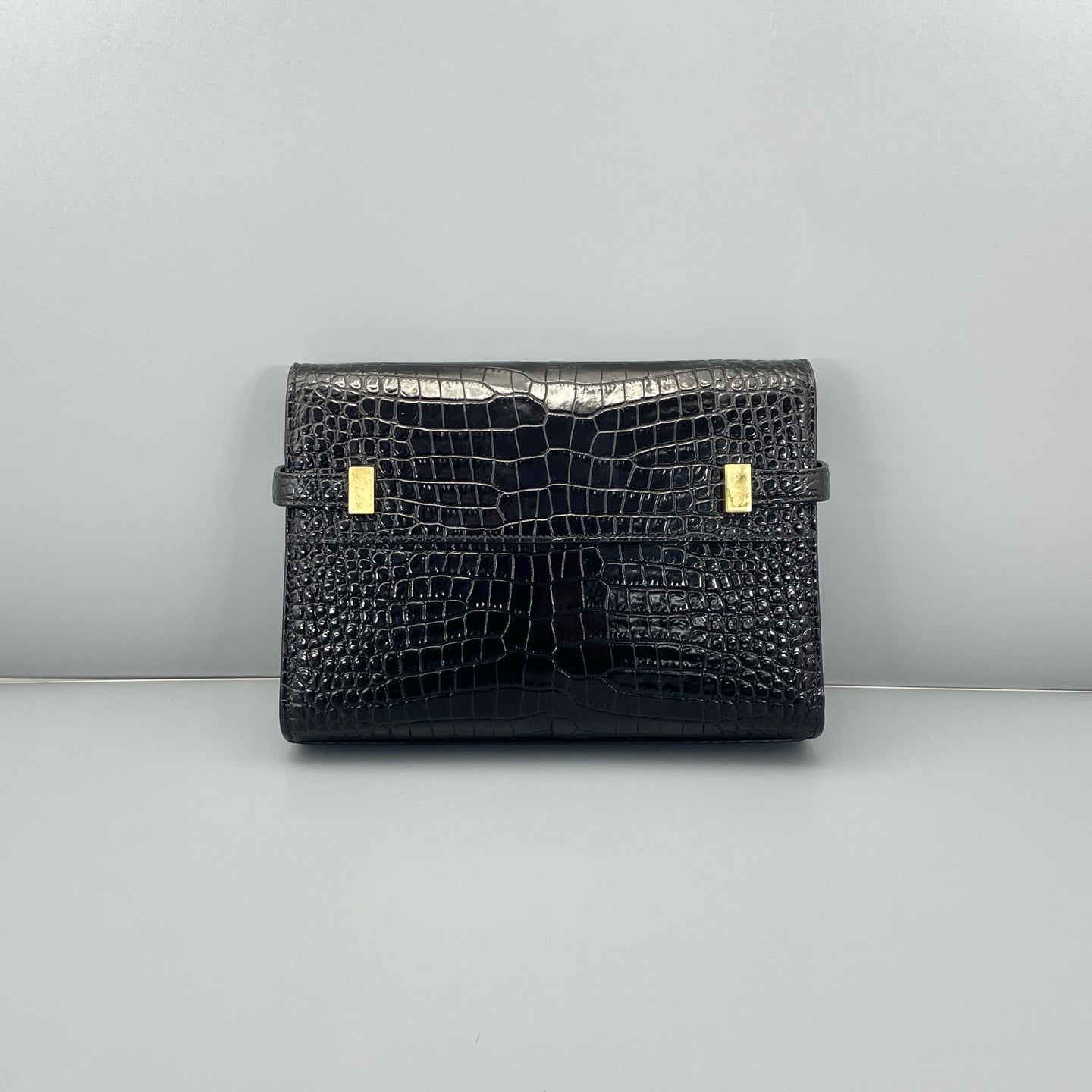 Saint Laurent - Manhattan - Crocodile-embossed leather - Black - (small)