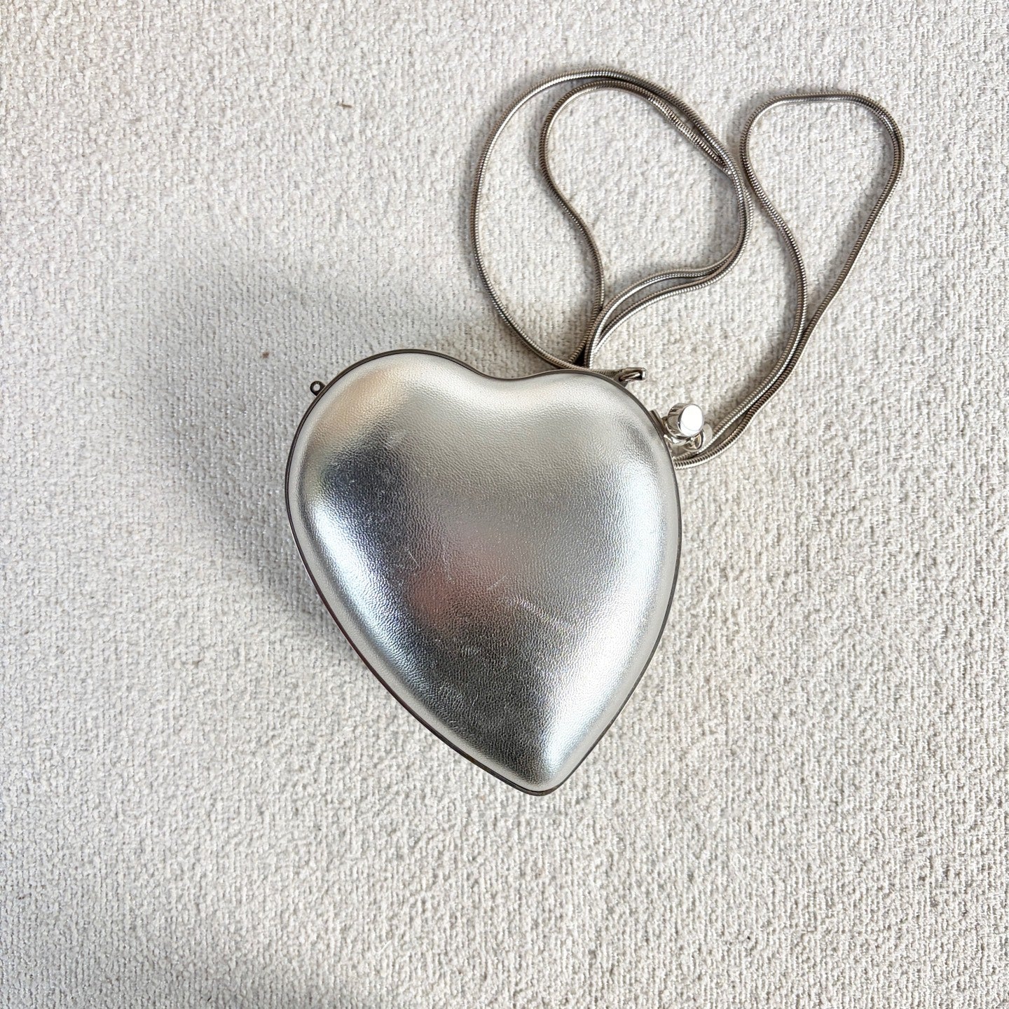 Saint Laurent - Mini Heart Chain Bag - Metallic leather - Silver - (mini)