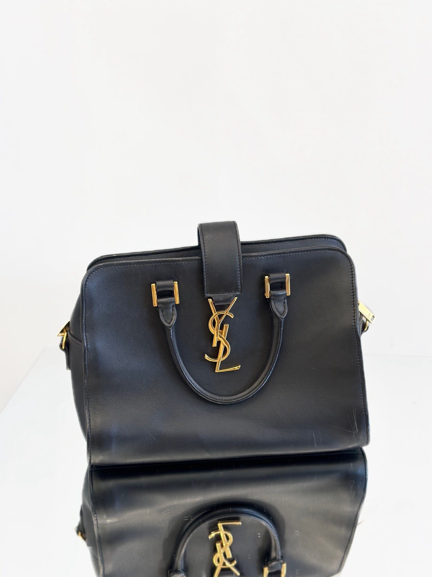 Saint Laurent - Monogram Cabas - Cowhide leather - Black with Gold-Tone Hardware - (small)