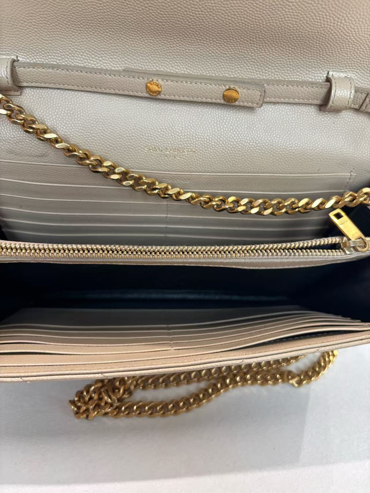 Saint Laurent - Monogram Wallet on Chain - Cowhide leather - Beige - (small)