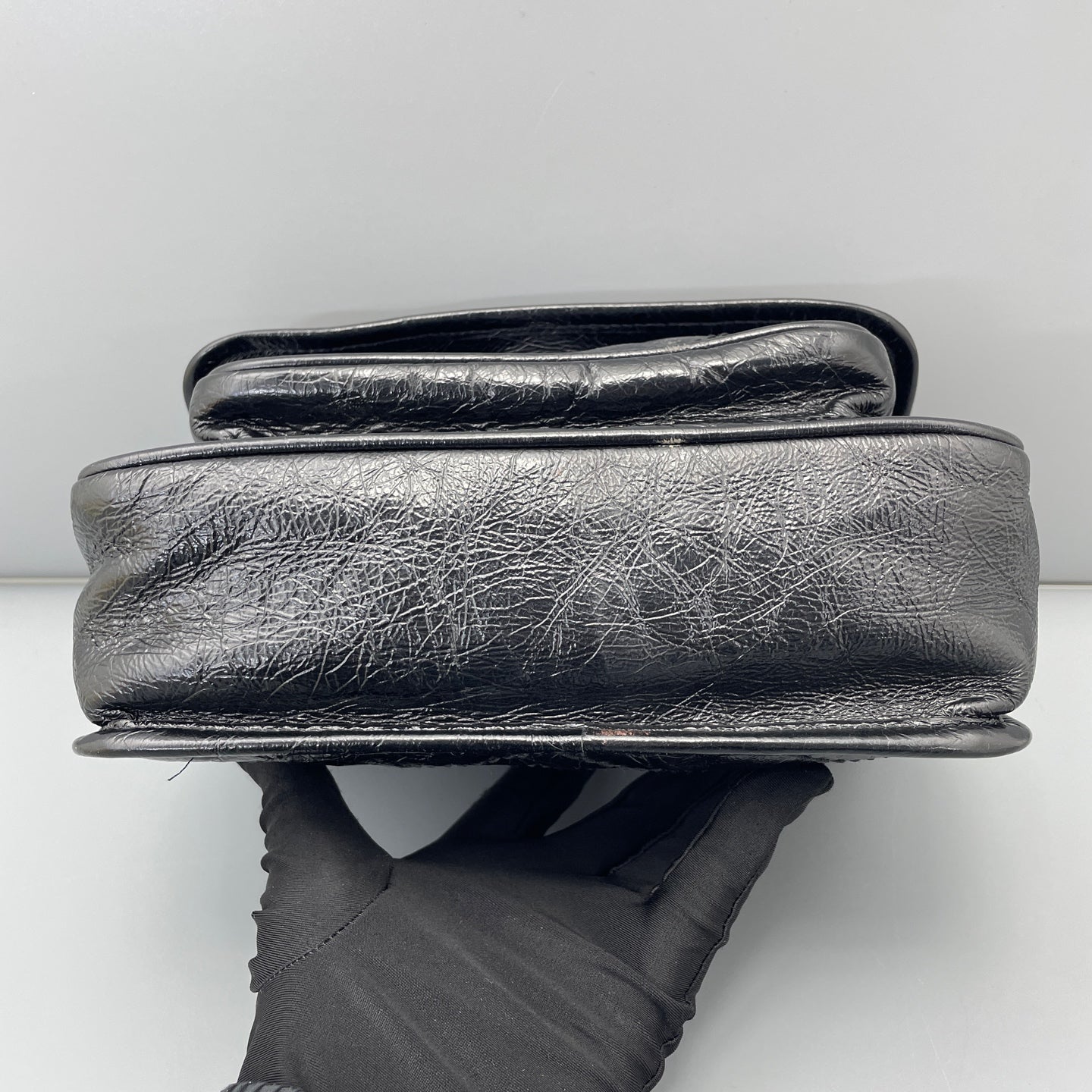 Saint Laurent - Niki - Crinkled vintage-effect leather - Black - (small)