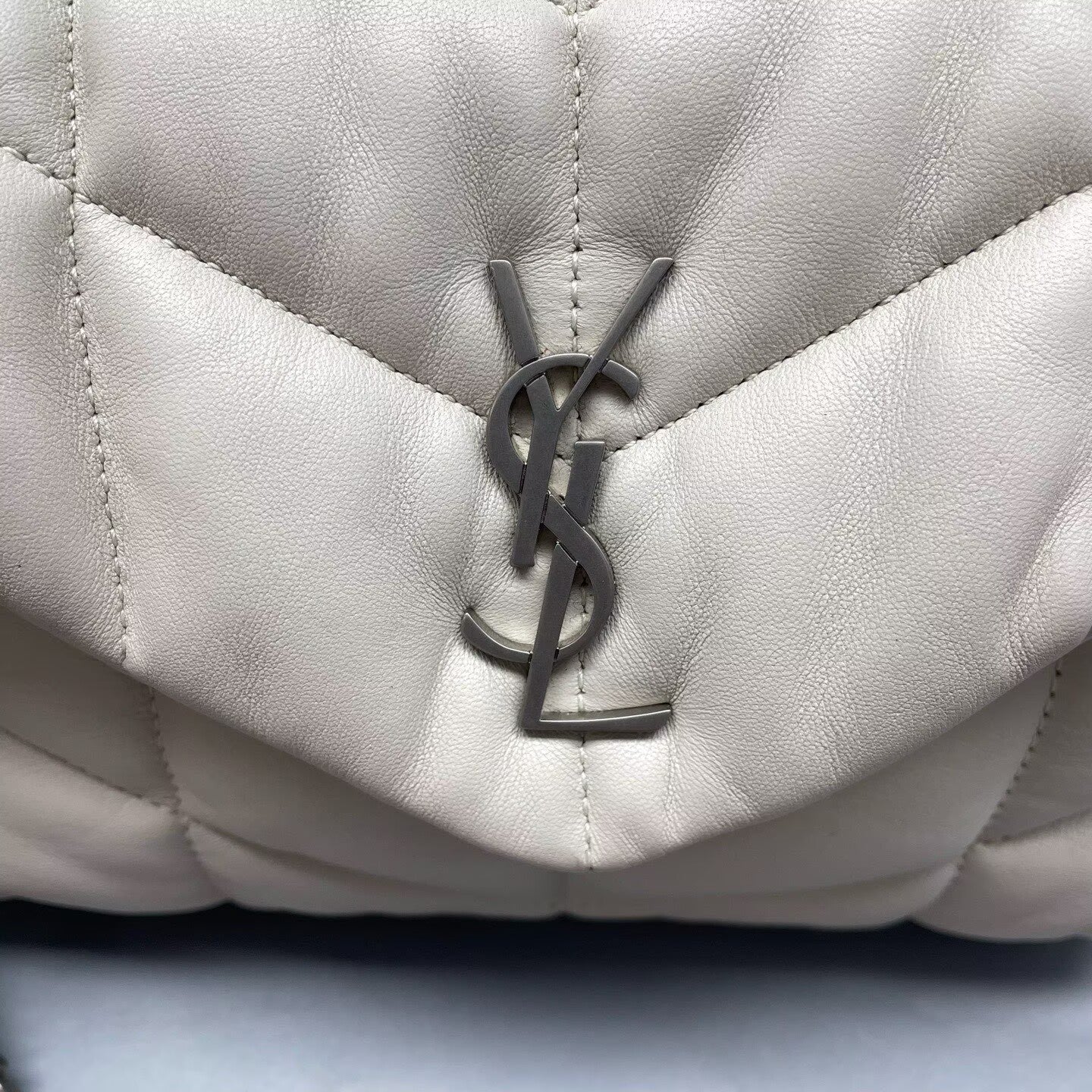 Saint Laurent - Puffer Mini - Lambskin leather - White with Silver-Tone Hardware - (mini)