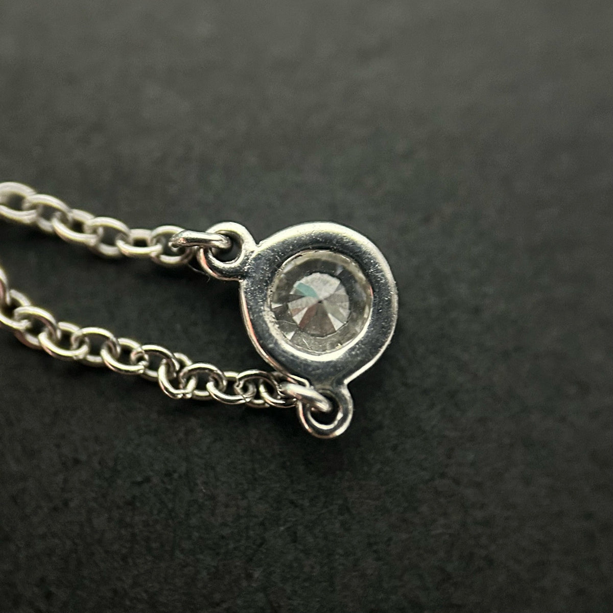 Tiffany & Co. - Elsa Peretti Diamonds by the Yard Necklace - PT950 platinum chain and bezel-set pendant with an approximately 0.10 ct diamond - Silver - (Approximately 40 cm)