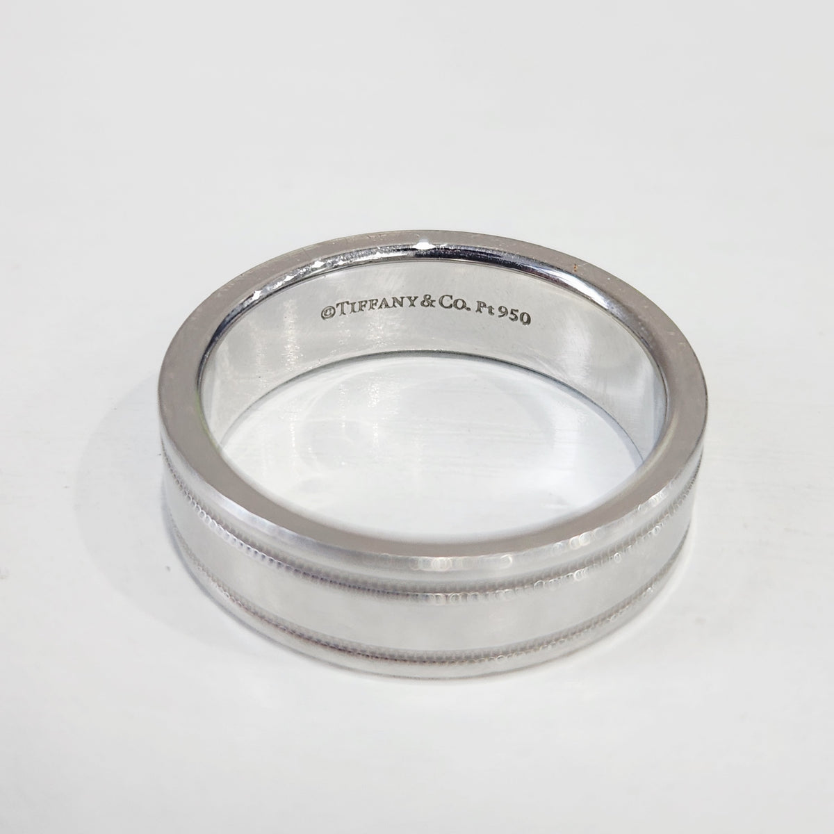 Tiffany & Co. - Tiffany Essential Band Double Row Beaded Edge - 950 platinum - Silver - (58)