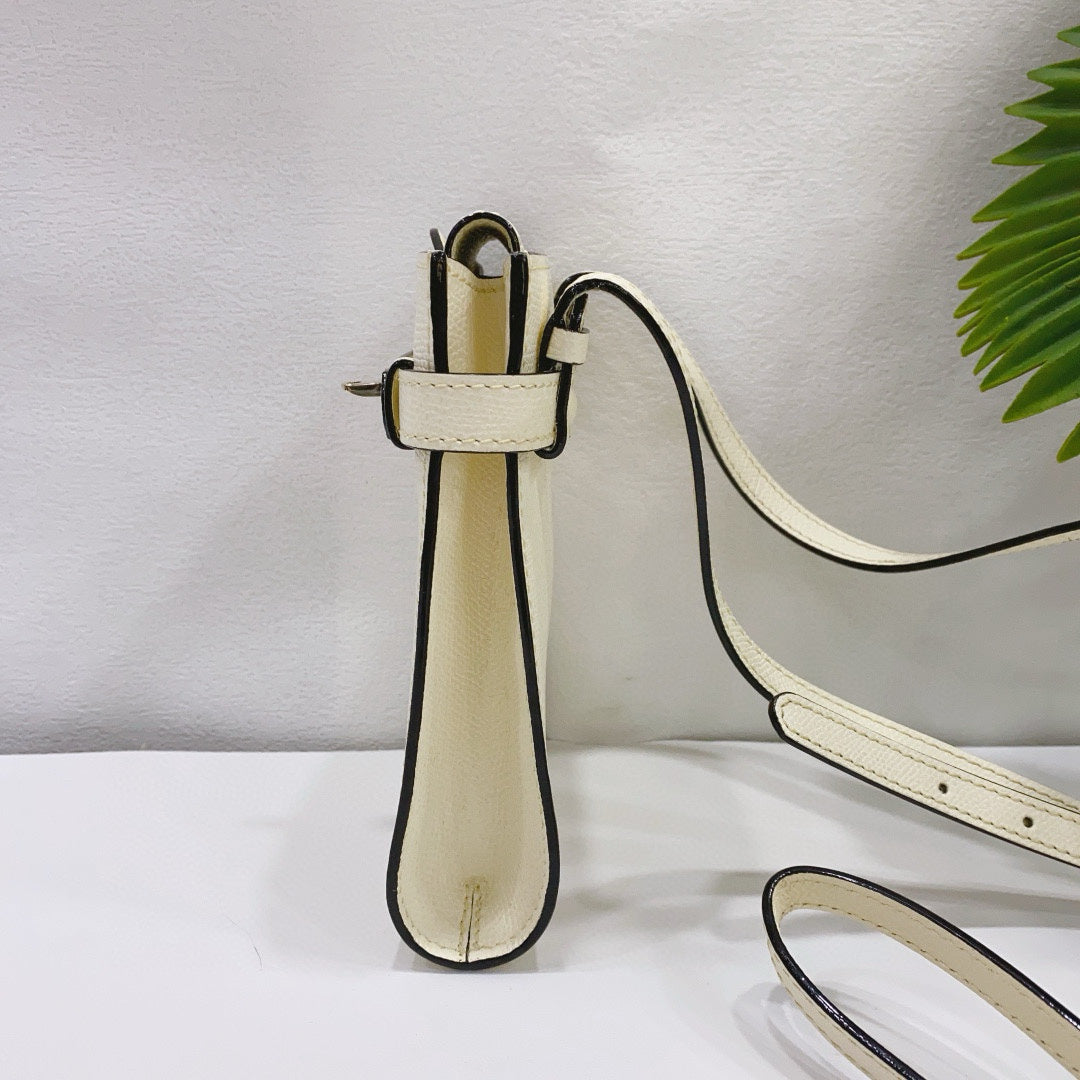 Valextra - B-Tracollina - Grained leather - White - (mini)