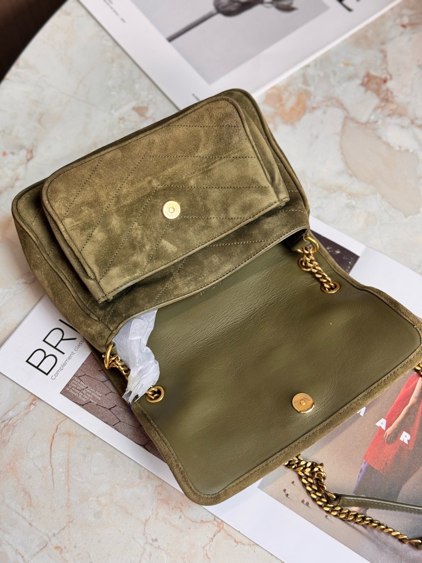 YSL - Niki - Suede - Green - (small)