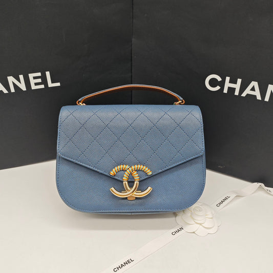 Chanel - Cuba Messenger Bag - Caviar leather - Blue - (Small)