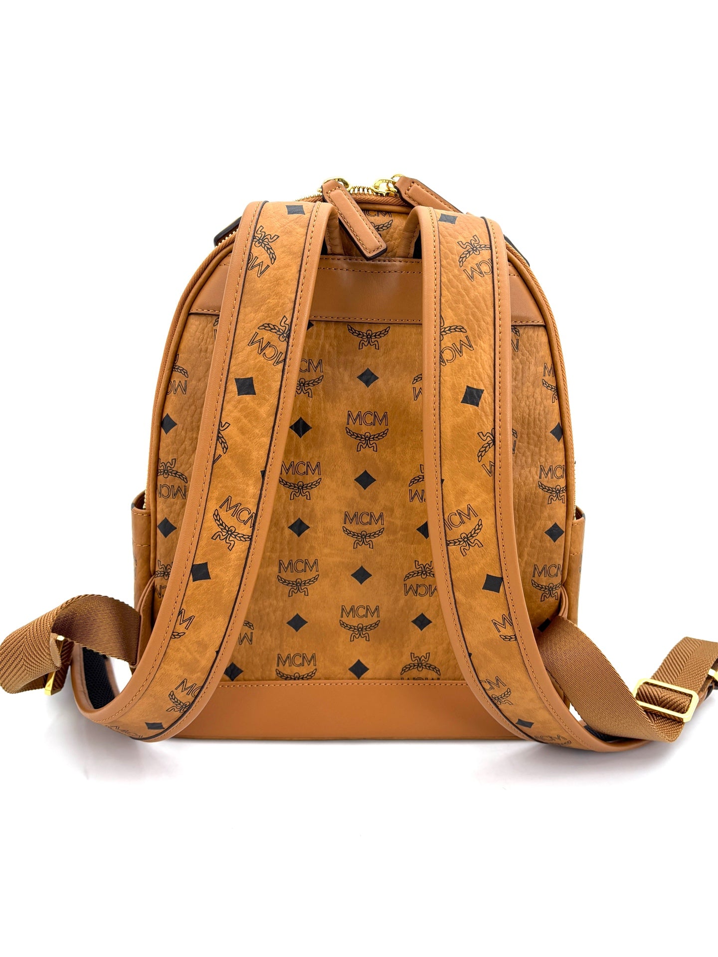 MCM - Stark Visetos Backpack - Visetos coated canvas with leather trim - Brown - (Small)