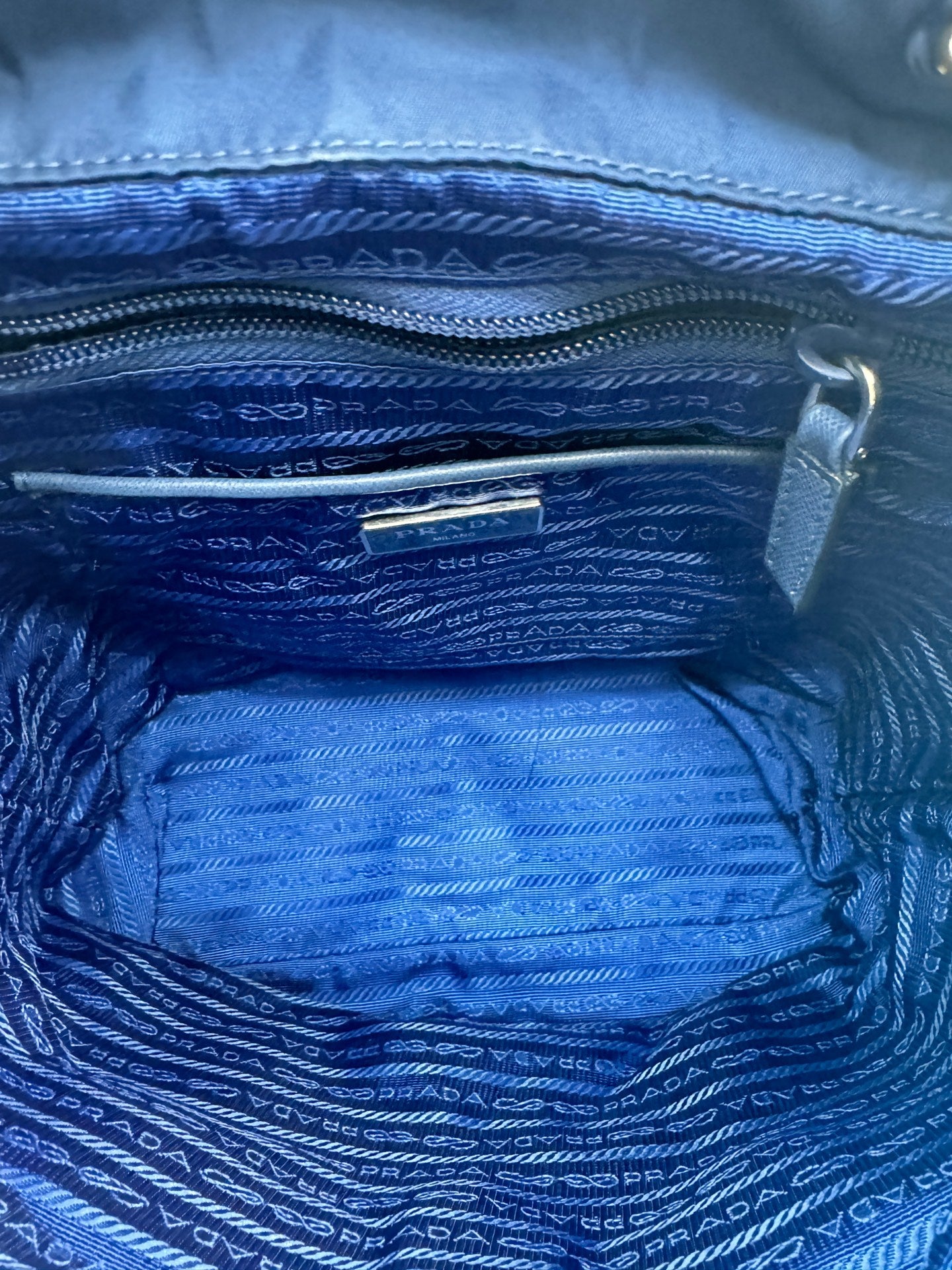 Prada - Nylon Flap Backpack - Polyamide nylon with leather trim - Blue - (medium)