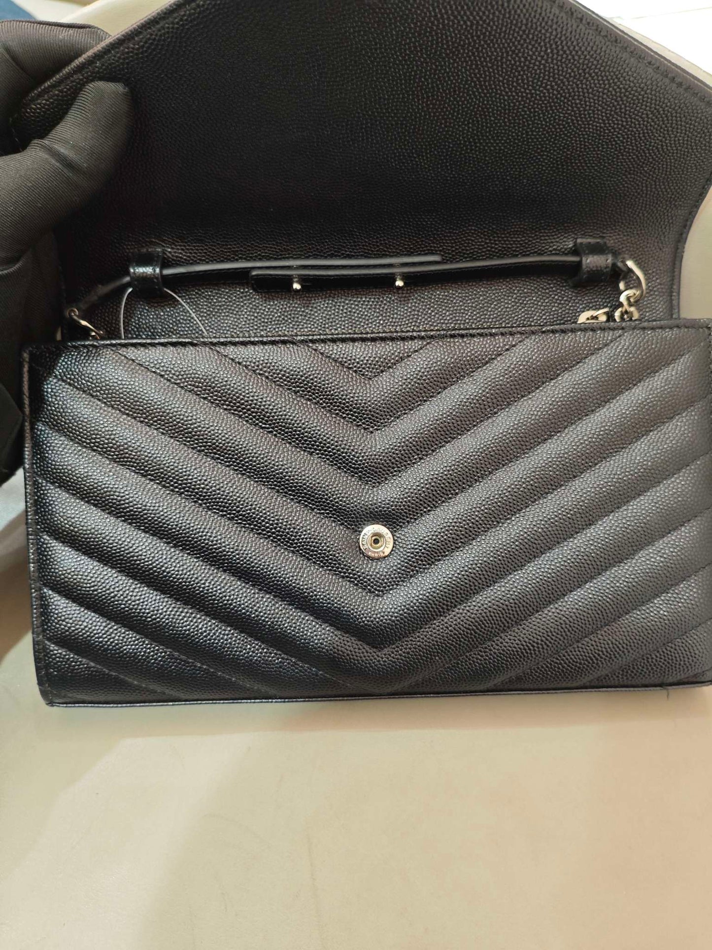 Saint Laurent - Monogram Envelope Chain Bag - Grain Leather - Black - (medium)