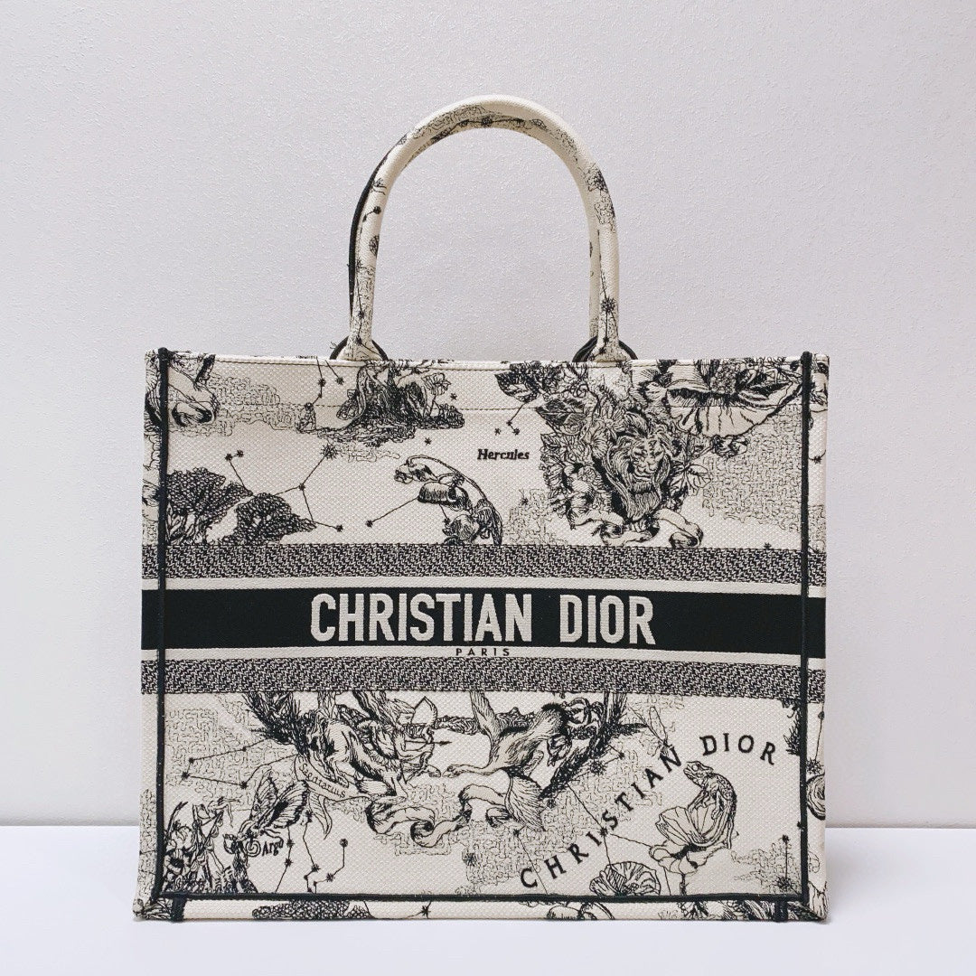 Dior - Book Tote - Embroidered canvas - Beige - (Large)