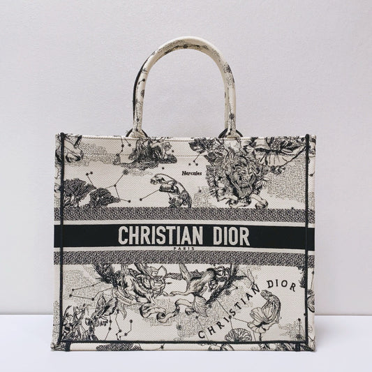 Dior - Book Tote - Embroidered canvas - Beige - (Large)