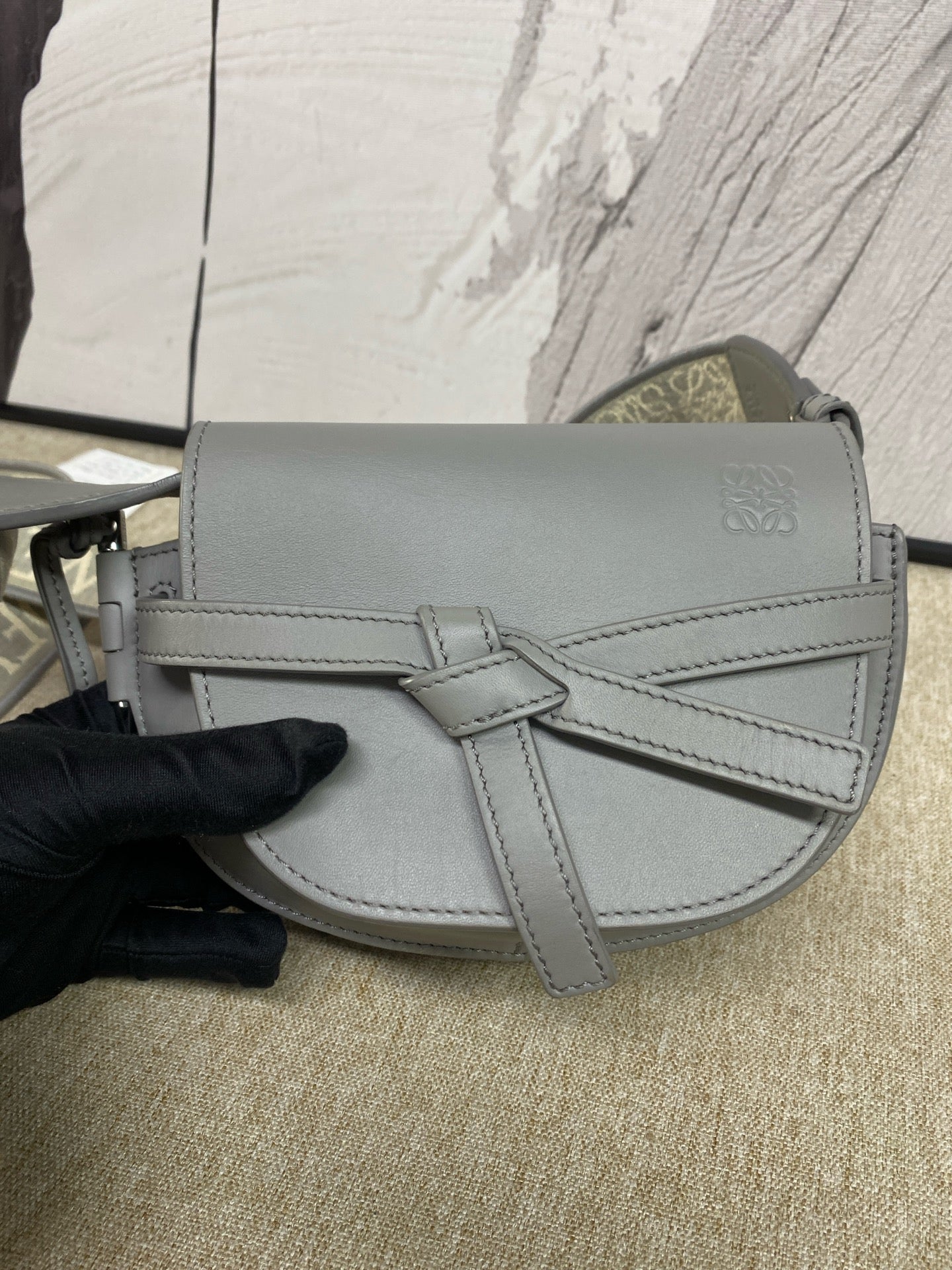 Loewe - Gate Mini Saddle Bag - Calfskin leather - Grey - (mini)