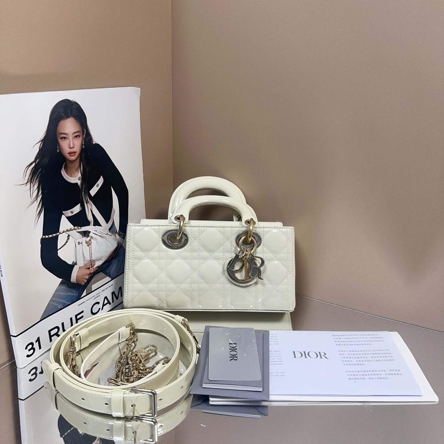 Dior - Lady D-Joy - Patent leather - White - (Small)