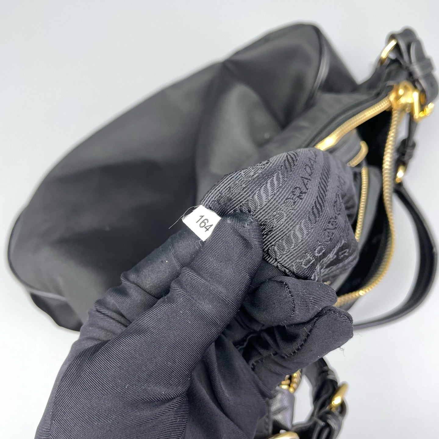 Prada - Hobo Shoulder Bag - Nylon with Saffiano Leather trim - Black - (Medium)