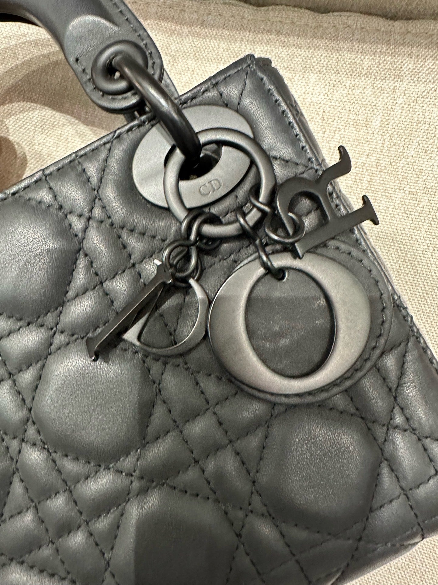 Dior - Lady Dior - Matte black cow leather - Black - (mini)
