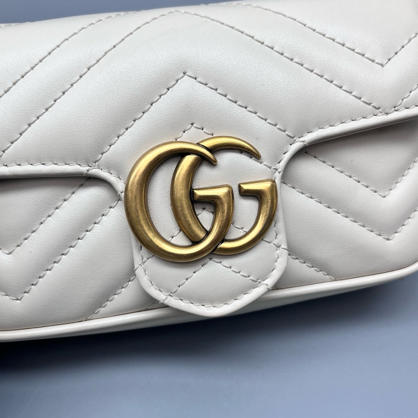 Gucci - GG Marmont Mini Chain Bag - Matelassé leather - White - (mini)