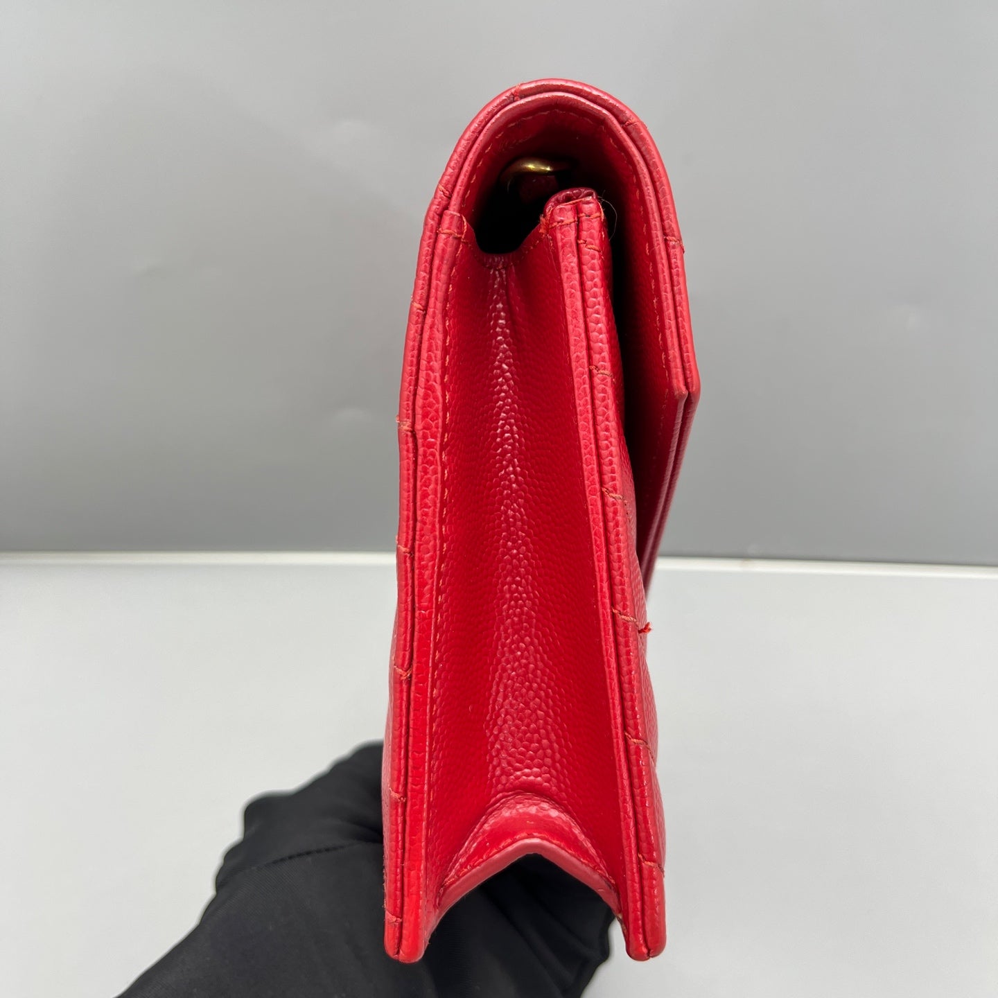 Saint Laurent - Monogram Envelope Small Bag - Grained calfskin leather - Red with Gold-Tone Hardware - (Small)
