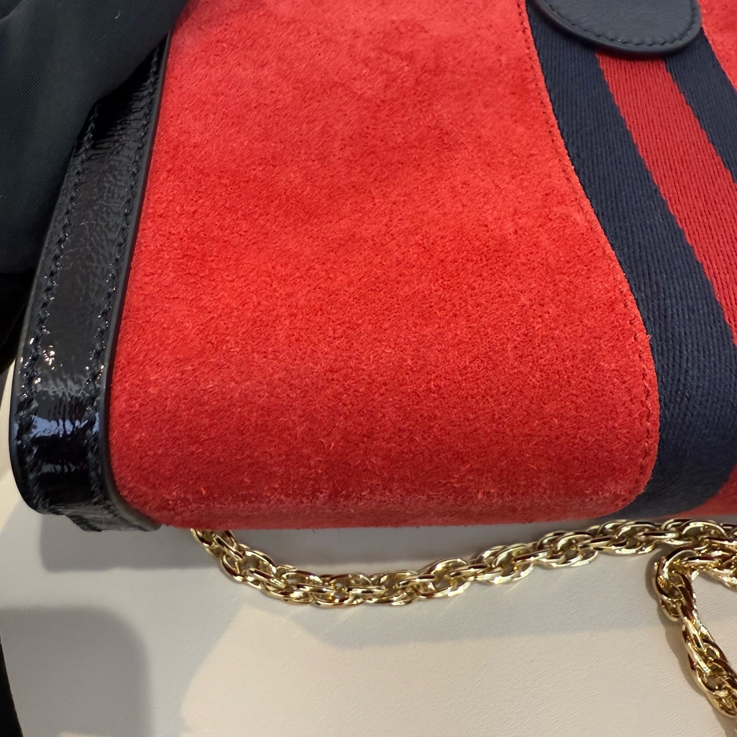 Gucci - Ophidia Small Chain Bag - Suede and Patent leather - Red - (small)