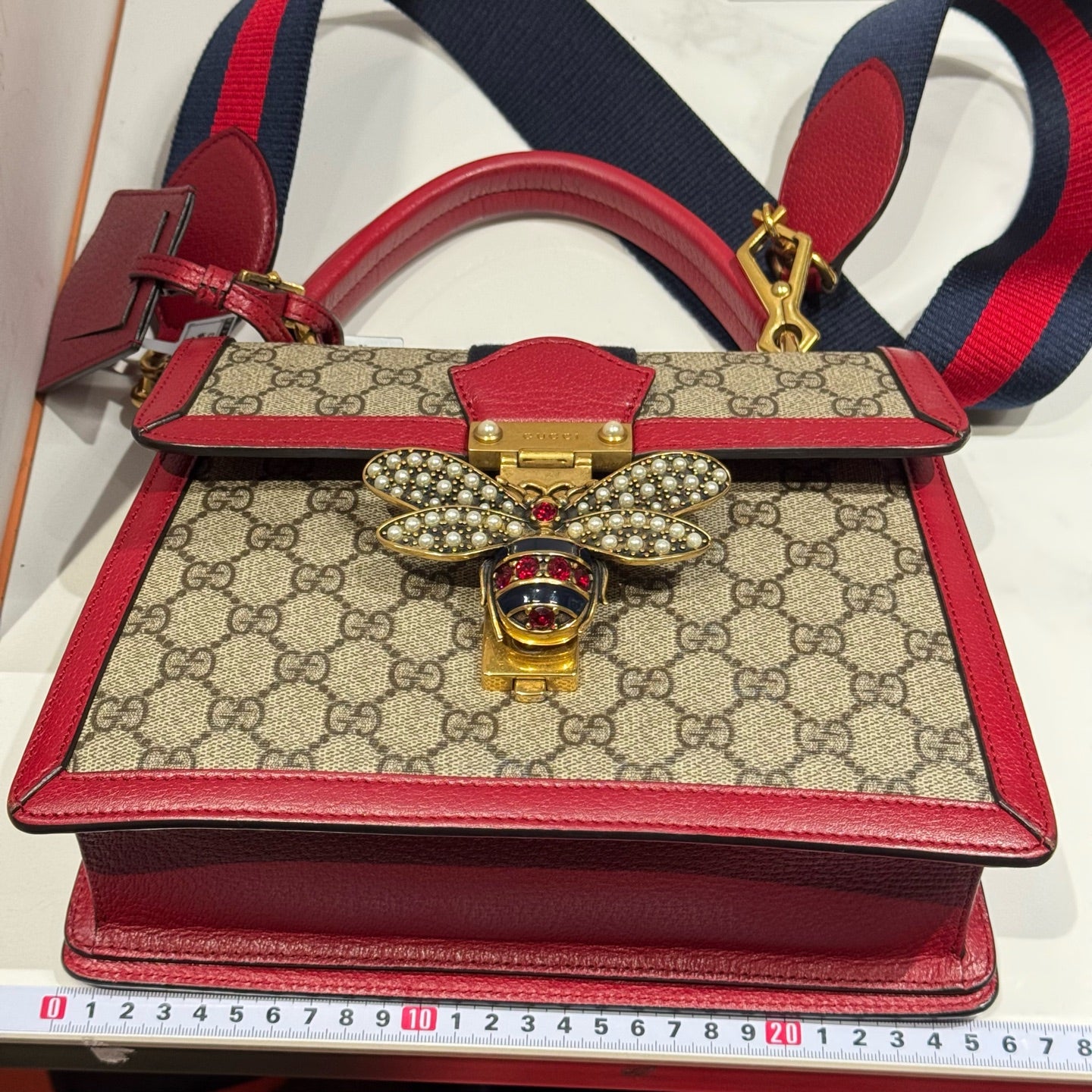 Gucci - Queen Margaret Top Handle Bag - GG Supreme canvas with leather trim - Red - (Small)