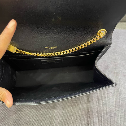 Saint Laurent - Cassandra Chain Wallet - Grained leather - Black - (small)
