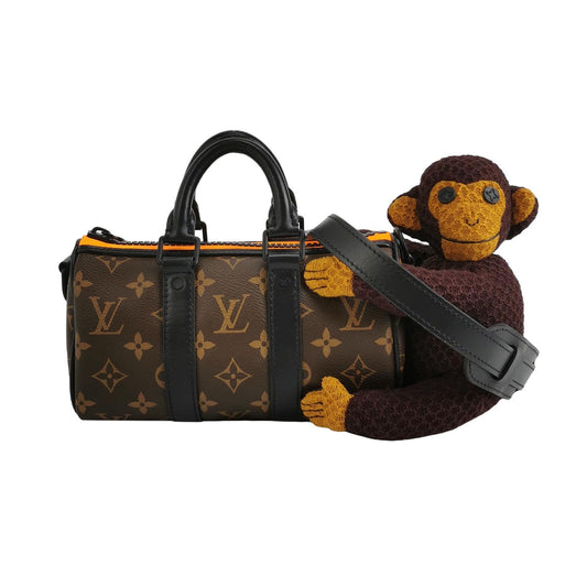 Louis Vuitton - Nano Keepall M80118 (NIGO collaboration) - Monogram coated canvas with leather trim and knitted textile monkey - Brown, Black, Orange - (mini)