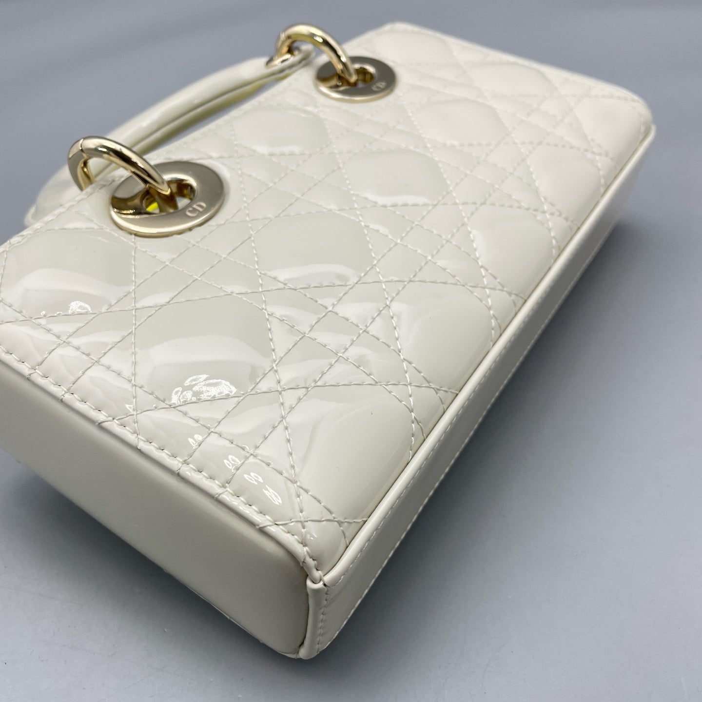 Dior - Lady Dior Mini - Patent leather - White - (mini)