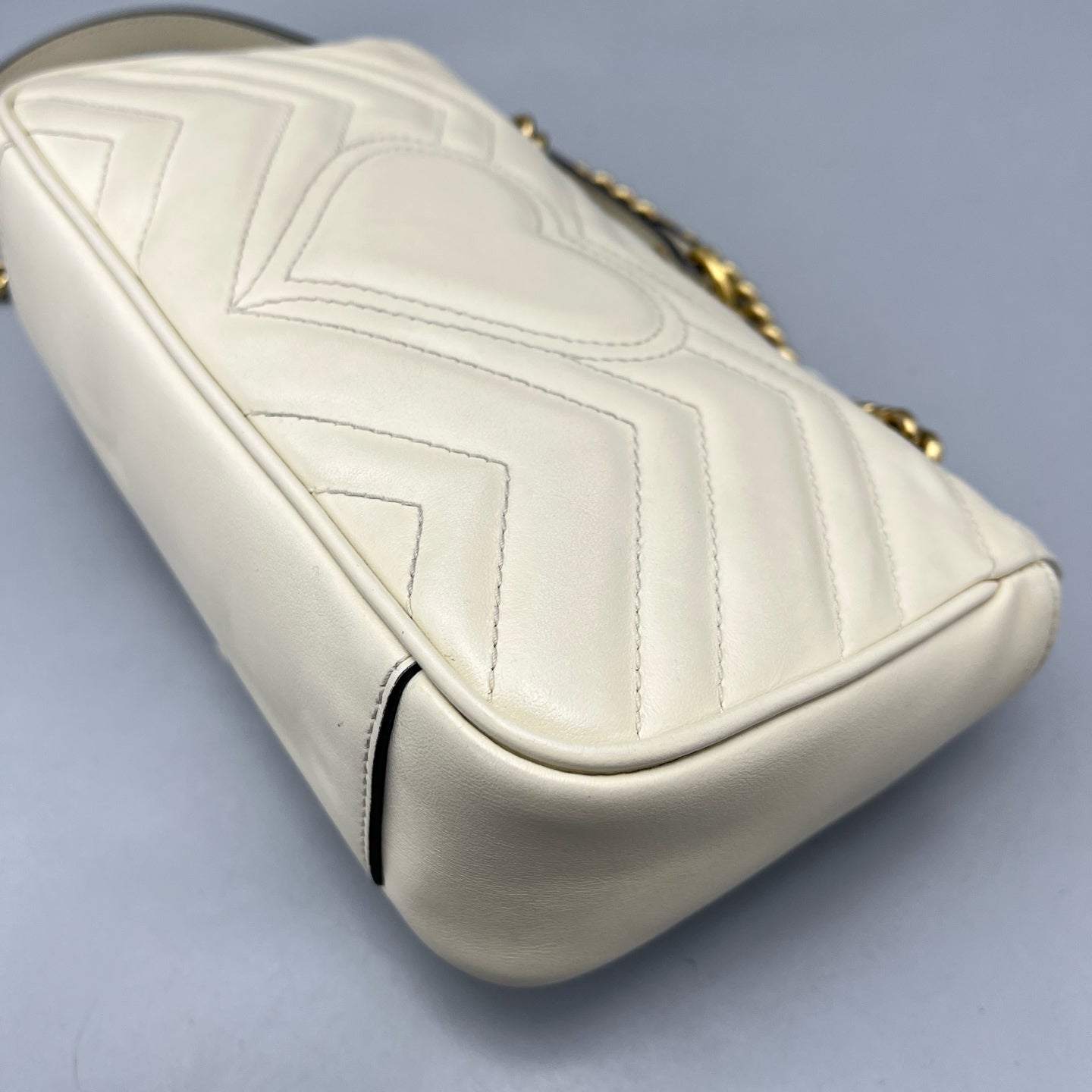 Gucci - GG Marmont Small Shoulder Bag - Leather - White - (small)