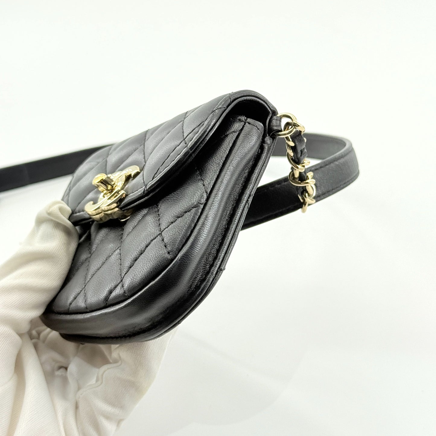 Chanel - Gemini Belt Bag - Lambskin leather and Tweed - Black and White - (Mini)