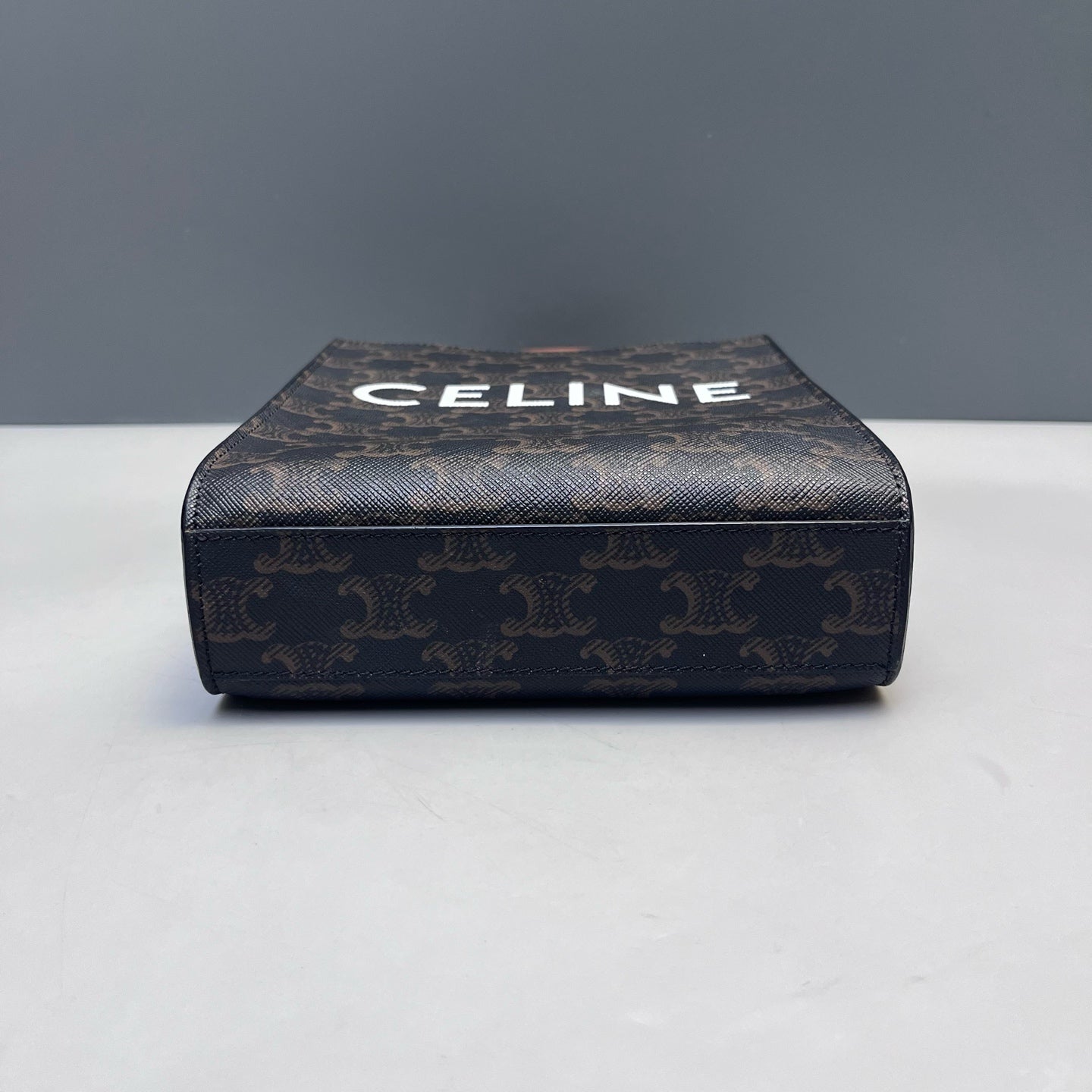 Celine - Triomphe Monogram Mini Vertical Cabas - Triomphe coated canvas with leather trim - Dark Brown - (Mini)