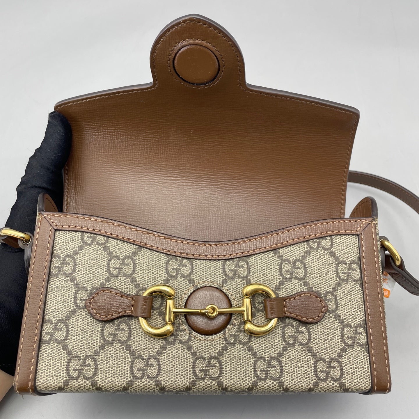 Gucci - Horsebit 1955 Camera Bag - GG Supreme canvas with leather trim - Beige and Brown - (mini)