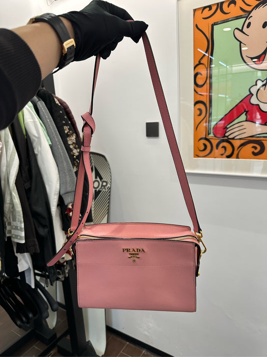 Prada - Saffiano Leather Camera Bag - Saffiano leather - Pink - (Small)