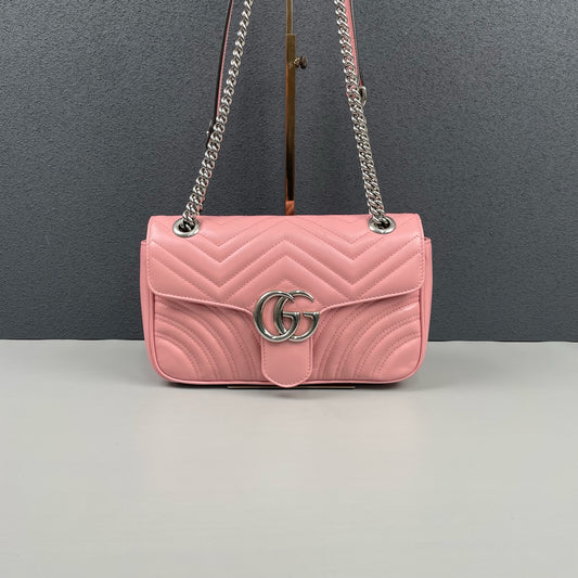 Gucci - GG Marmont Matelassé Shoulder Bag - Leather - Pink - (Medium)