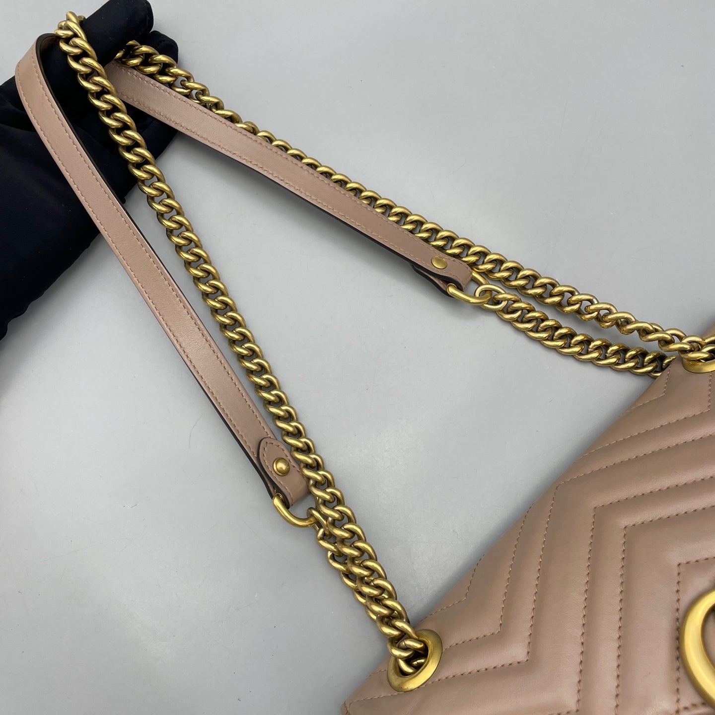 Gucci - GG Marmont Small Shoulder Bag - Leather - Beige - (small)