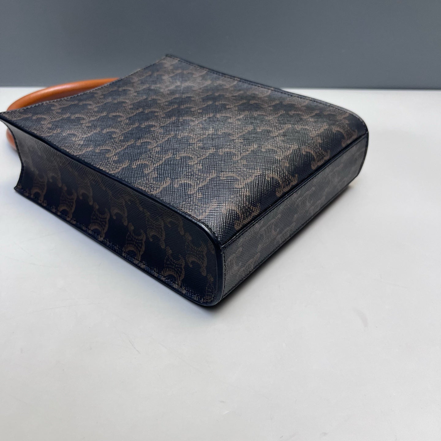 Celine - Triomphe Monogram Mini Vertical Cabas - Triomphe coated canvas with leather trim - Dark Brown - (Mini)
