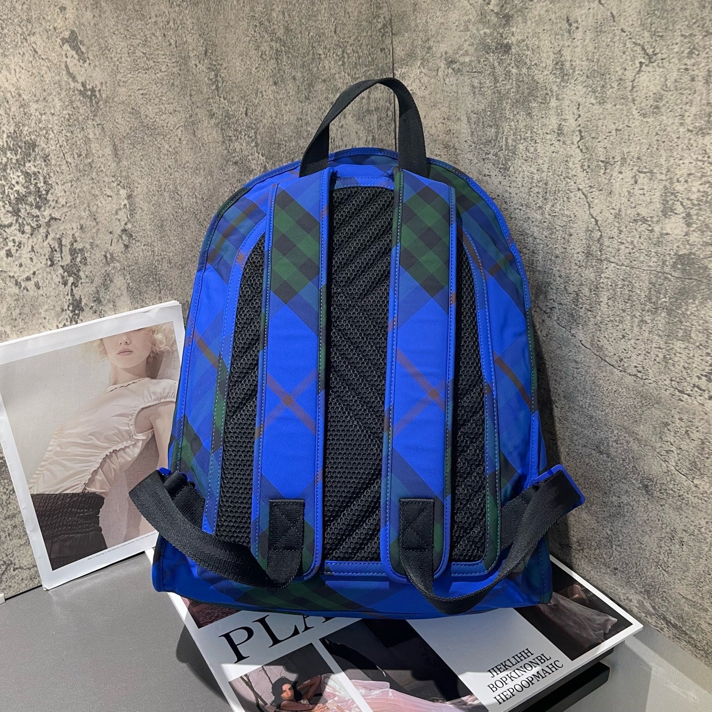 Burberry - Classic Plaid Backpack - Canvas - Blue - (large)