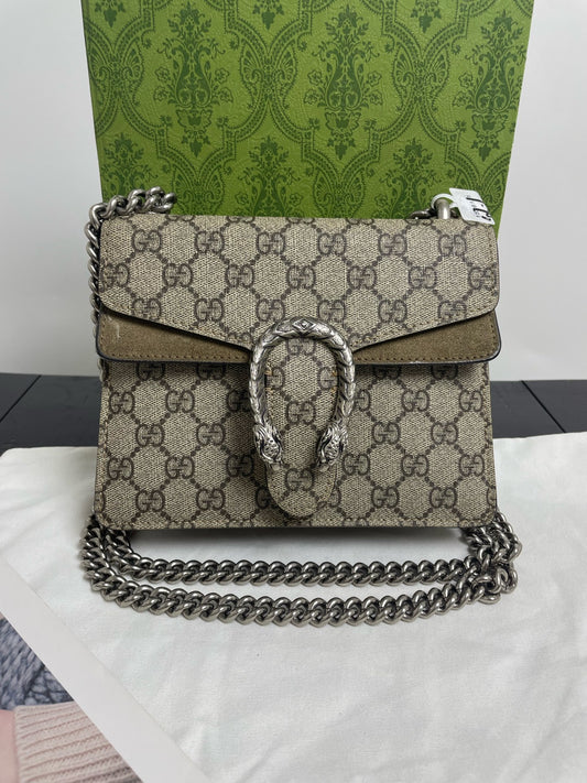 Gucci - Dionysus Mini Shoulder Bag - GG Supreme canvas with suede and leather trim - Beige - (Mini)