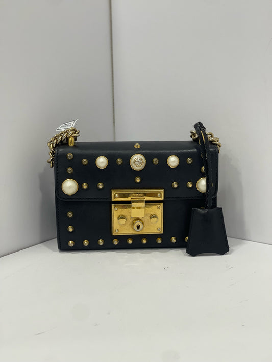 Gucci - Padlock Studded Pearl Shoulder Bag - Leather - Black - (mini)