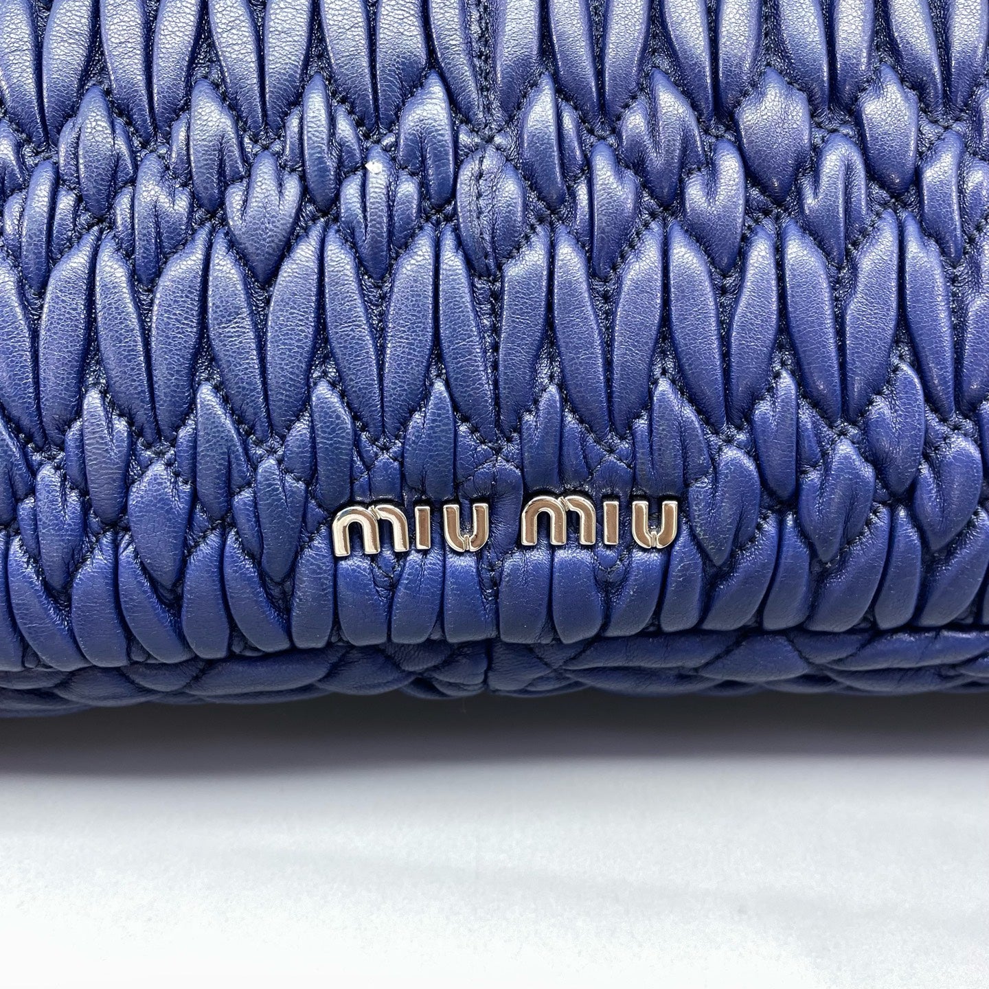 Miu Miu - Matelassé Diamond Chain Flap Bag - Leather - Blue - (medium)