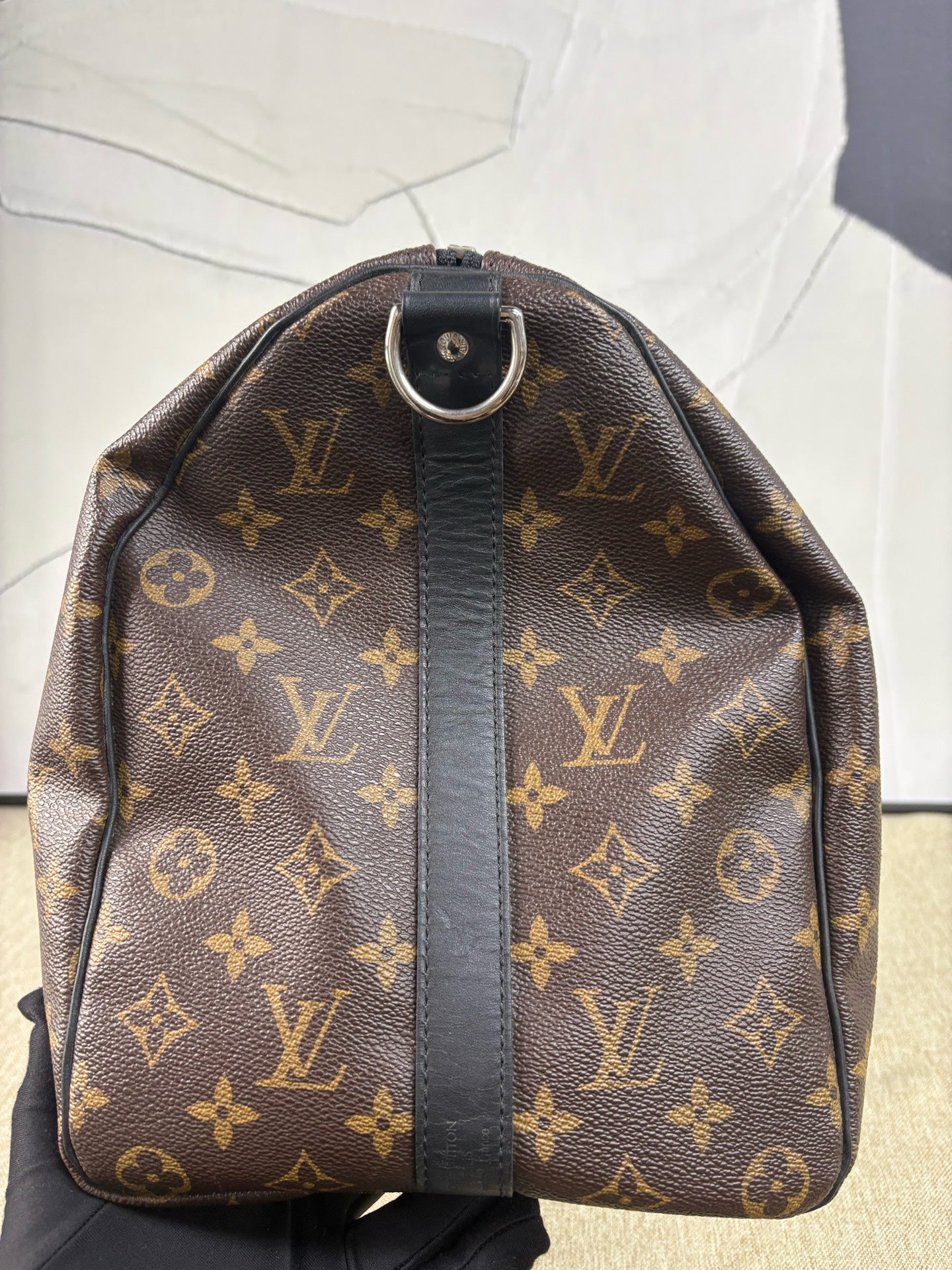 Louis Vuitton - Keepall 45 - Monogram coated canvas with black leather trim - Brown - (large)
