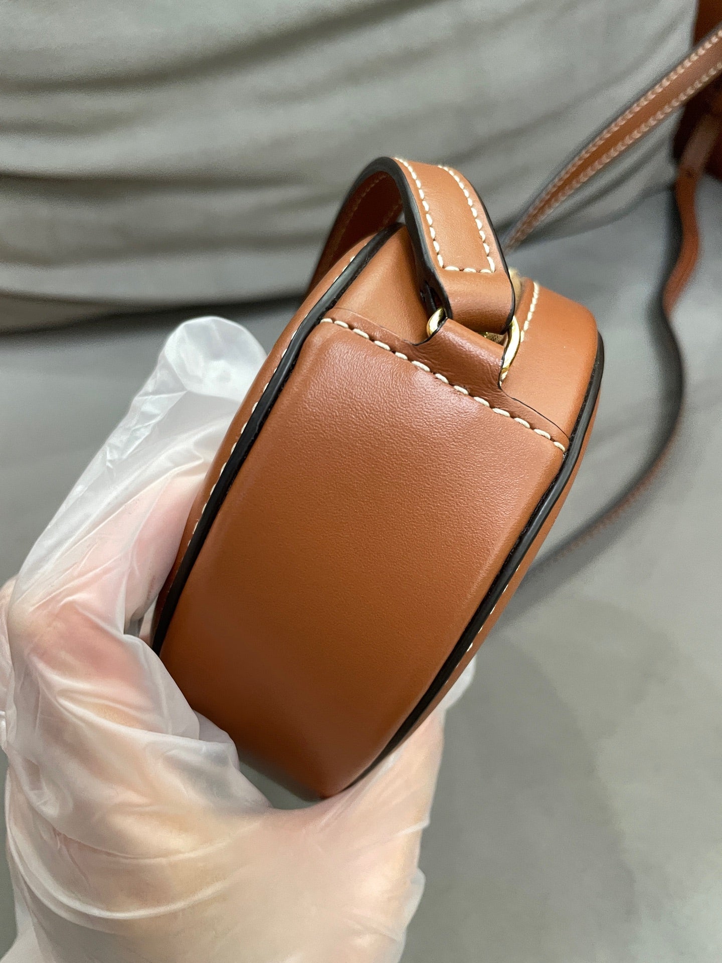 CELINE - Oval Triomphe Crossbody Bag - Leather - Brown - (mini)