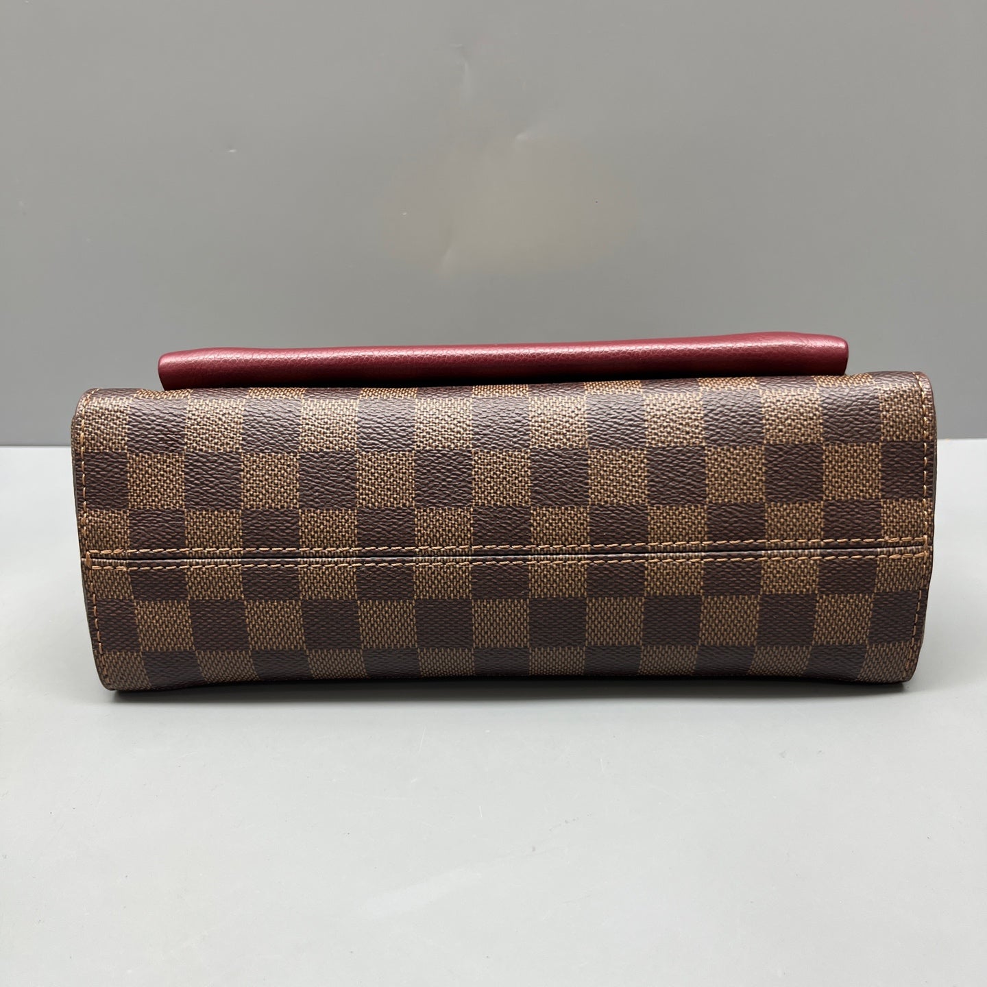 Louis Vuitton - Vavin Chain Bag - Damier Ebene coated canvas with grained leather trim - Brown and Burgundy - (Small)