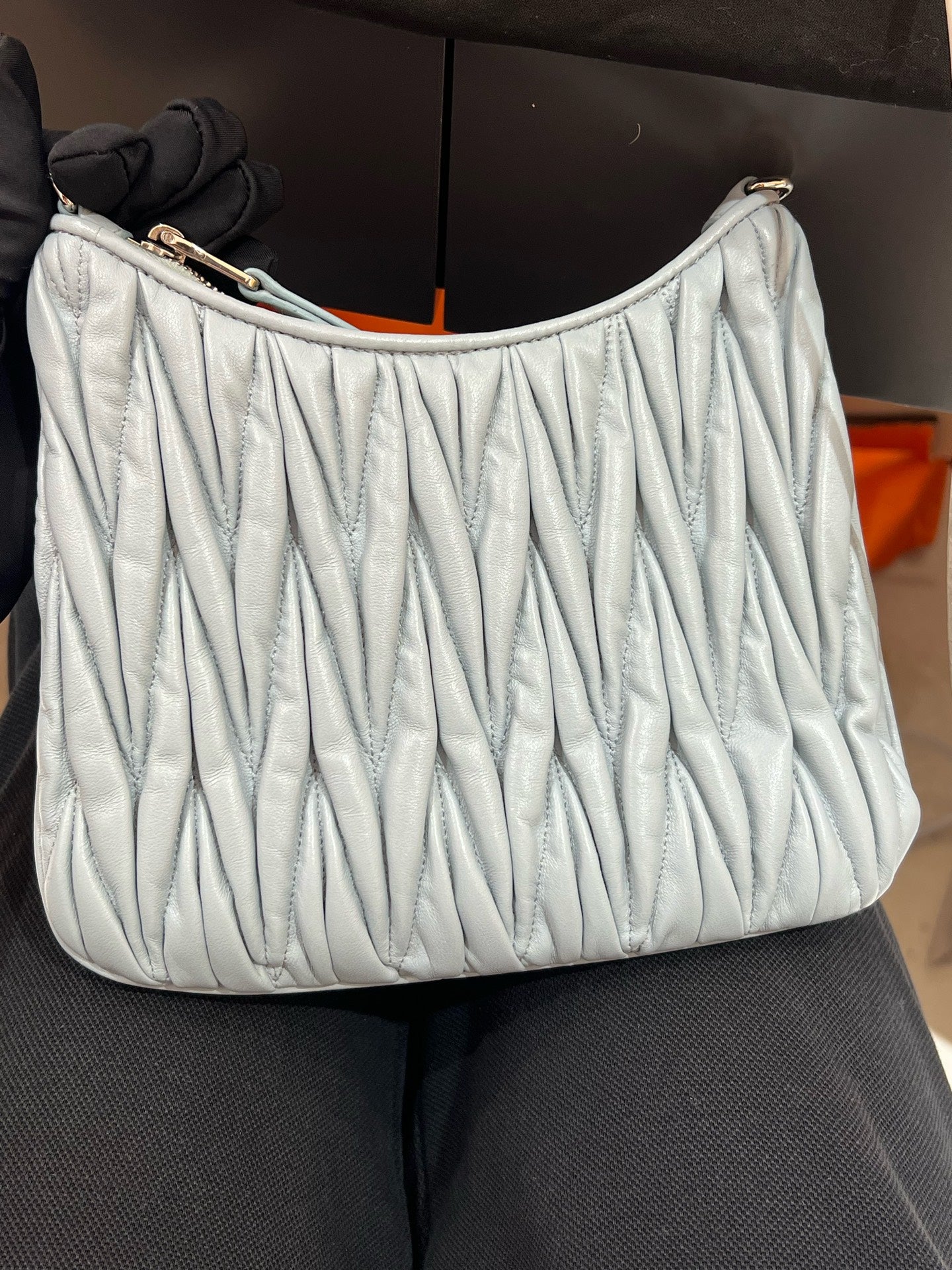 Miu Miu - Matelasse Hobo Shoulder Bag - Matelasse leather - Baby Blue - (small)