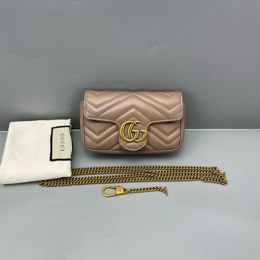 Gucci - GG Marmont Super Mini Bag - Leather - Beige - (mini)