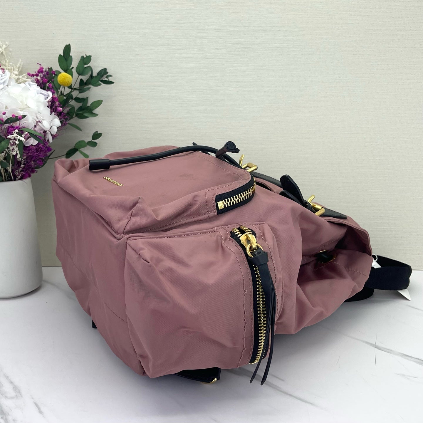Burberry - The Rucksack - Nylon with Leather Trim - Pink with Black Accents - (Large)