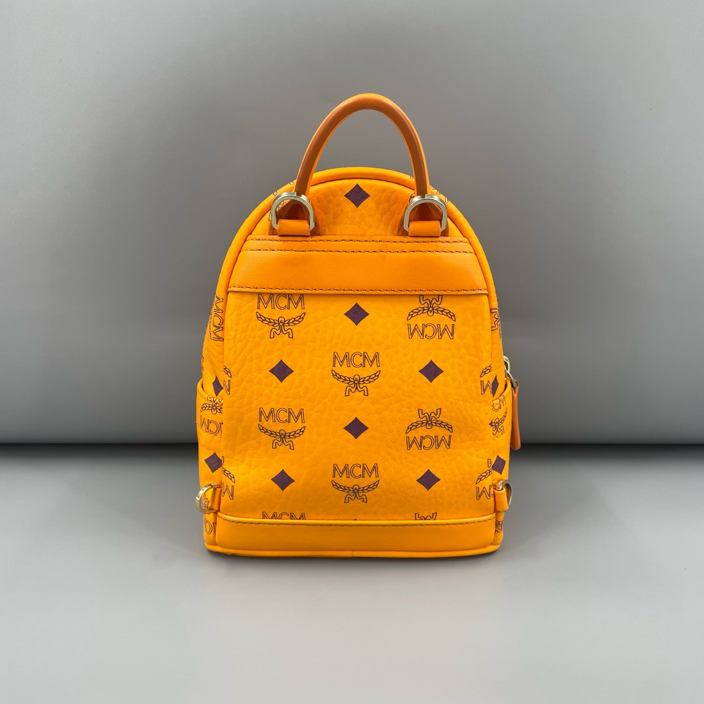 MCM - Stark Mini Backpack - Visetos coated canvas with leather trim - Orange - (mini)