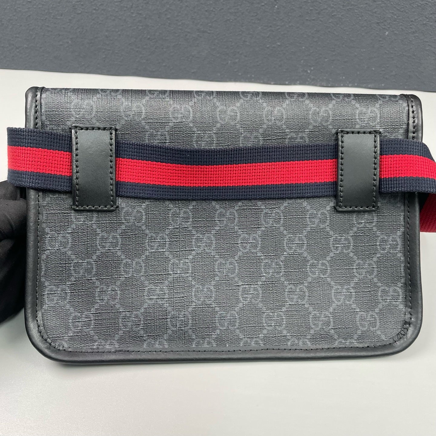 Gucci - GG Supreme Belt Bag - Coated canvas with leather trim - Black - (small)