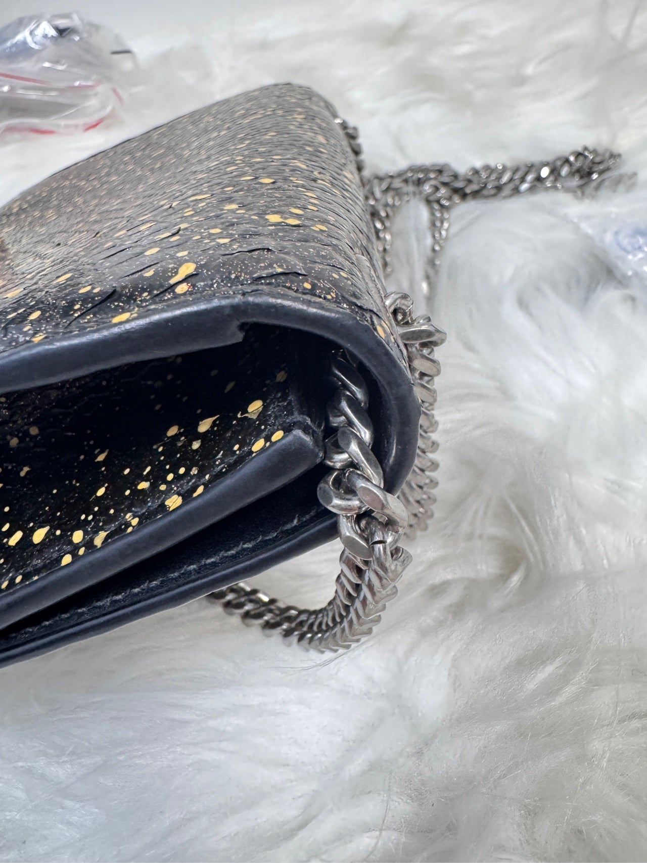 Saint Laurent - Kate - Leather with imitation snakeskin embossing - Black - (Small)