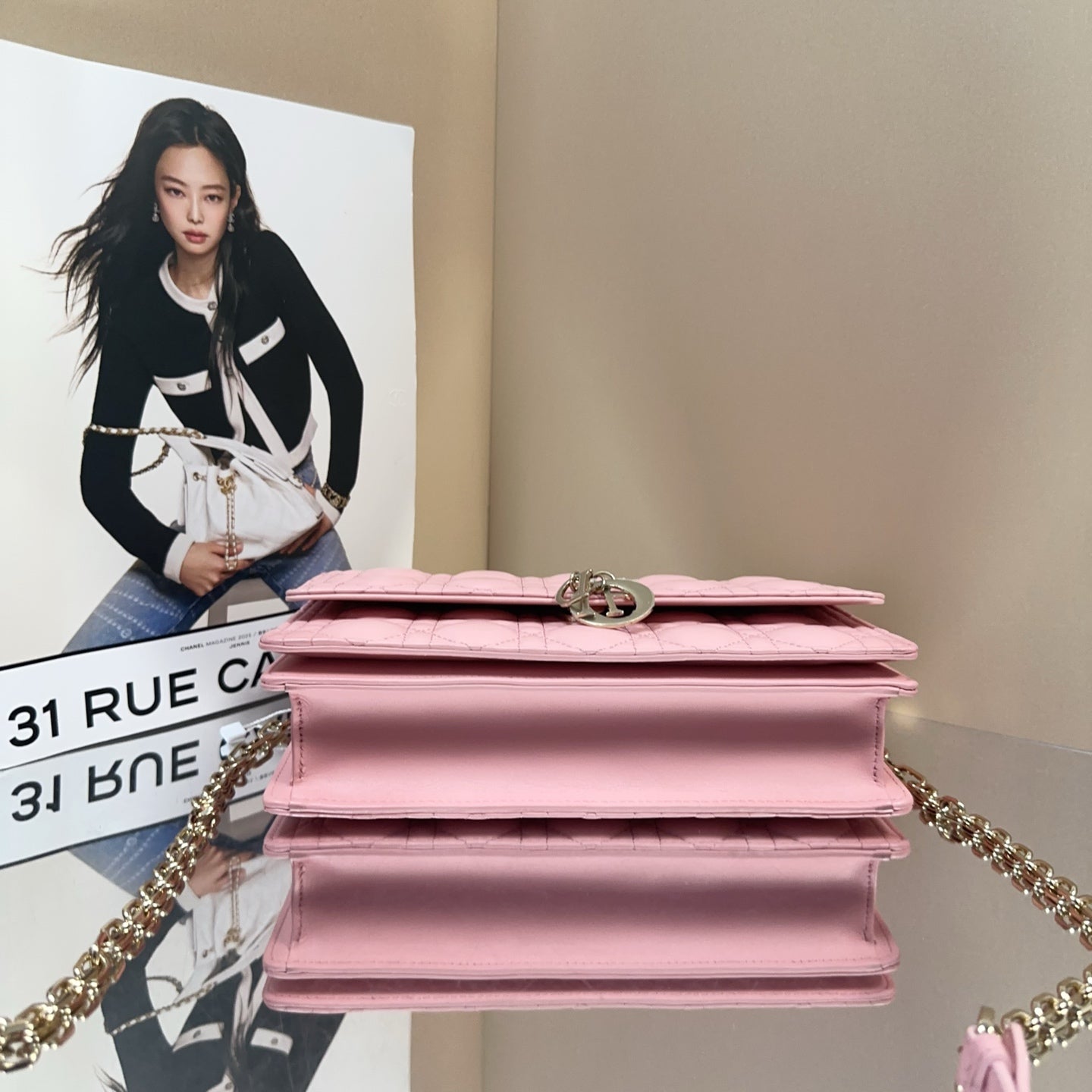 Dior - Miss Dior Flap Bag - Lambskin leather - Pink - (Medium)