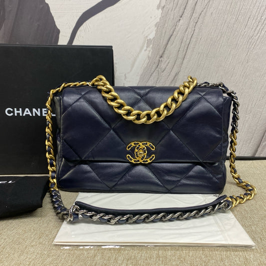 Chanel - 19 Flap Bag - Lambskin leather - Navy - (Medium)